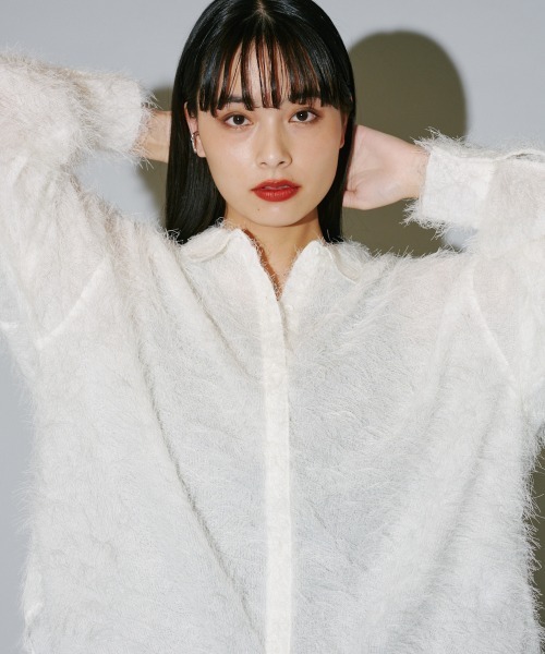 terrace(テラス)の「フェザーシャツ(シャツ/ブラウス・レディース・オフホワイト/ブラック・MEDIUM)」の11枚目の写真