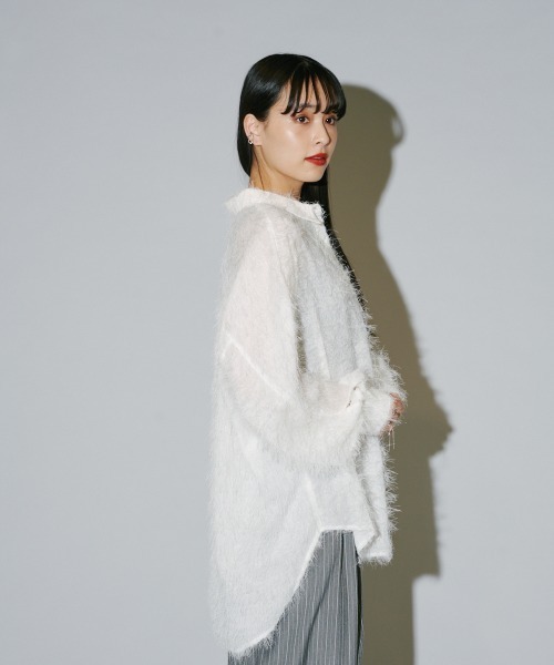 terrace(テラス)の「フェザーシャツ(シャツ/ブラウス・レディース・オフホワイト/ブラック・MEDIUM)」の10枚目の写真