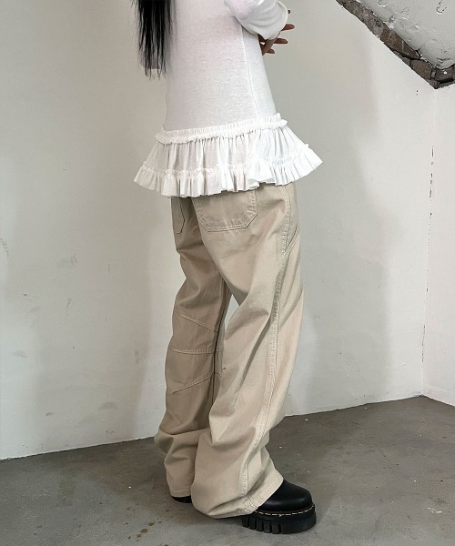 4INT.(フォイント)の「デイリー 切り替え コットン ワイド パンツ(その他パンツ・レディース・ブラウン/ベージュ・S/M)」の5枚目の写真