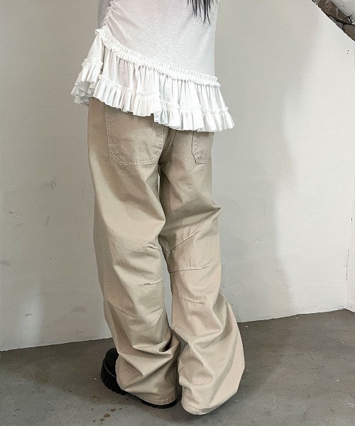 4INT.(フォイント)の「デイリー 切り替え コットン ワイド パンツ(その他パンツ・レディース・ブラウン/ベージュ・S/M)」の9枚目の写真