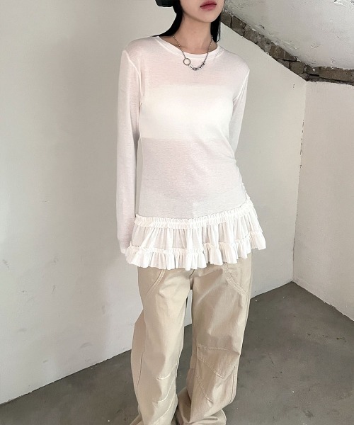 4INT.(フォイント)の「デイリー 切り替え コットン ワイド パンツ(その他パンツ・レディース・ブラウン/ベージュ・S/M)」の14枚目の写真