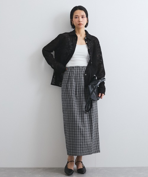 VICKY(ビッキー)の「フロントタックチェックスカート≪手洗い可能≫(スカート・レディース・ホワイト系その他/ブラック系その他・M)」の3枚目の写真