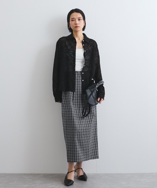 VICKY(ビッキー)の「フロントタックチェックスカート≪手洗い可能≫(スカート・レディース・ホワイト系その他/ブラック系その他・M)」の12枚目の写真