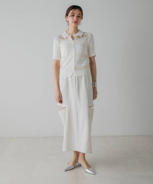 CIEL'AIR（シエルエアー）の「SIDE ZIP SKIRT（スカート・レディース・モカ/オフホワイト・FREE）」の3枚目の写真