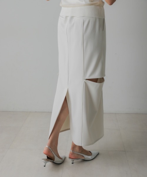 CIEL'AIR（シエルエアー）の「SIDE ZIP SKIRT（スカート・レディース・モカ/オフホワイト・FREE）」の7枚目の写真