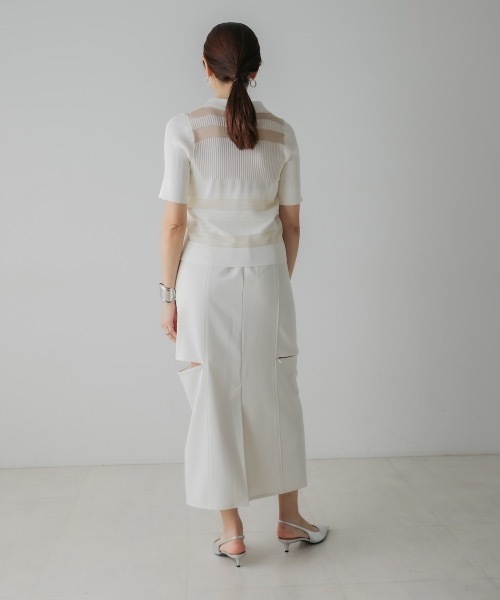 CIEL'AIR（シエルエアー）の「SIDE ZIP SKIRT（スカート・レディース・モカ/オフホワイト・FREE）」の8枚目の写真