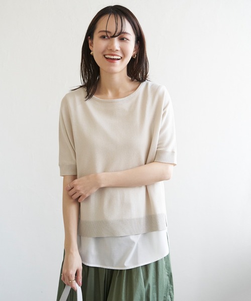 ikka(イッカ)の「【2点セット】ドルマン裾ラメニットアンサンブル(ニット/セーター・レディース・チャコールグレー/グリーン/ベージュ・L/M/S)」の12枚目の写真