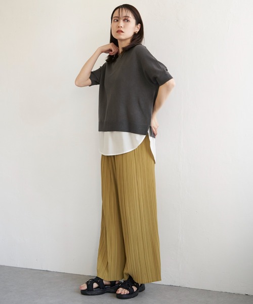 ikka(イッカ)の「【2点セット】ドルマン裾ラメニットアンサンブル(ニット/セーター・レディース・チャコールグレー/グリーン/ベージュ・L/M/S)」の13枚目の写真