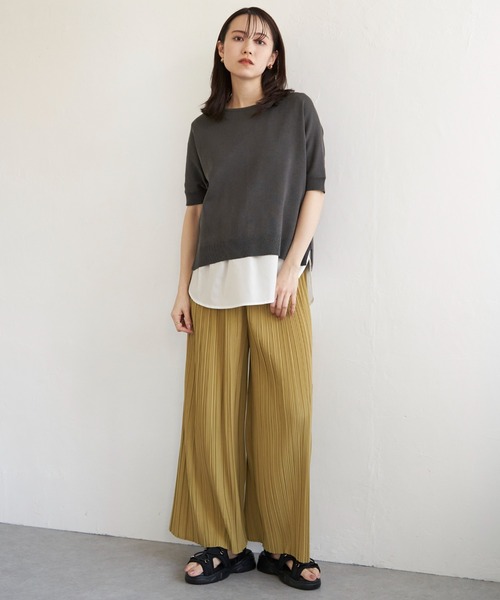ikka(イッカ)の「【2点セット】ドルマン裾ラメニットアンサンブル(ニット/セーター・レディース・チャコールグレー/グリーン/ベージュ・L/M/S)」の14枚目の写真