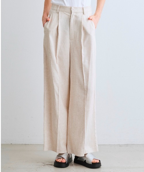 three dots(スリードッツ)の「レーヨンリネン パンツ(その他パンツ・レディース・ベージュ/マルチ/ブラック・SMALL/MEDIUM/X-SMALL)」の3枚目の写真
