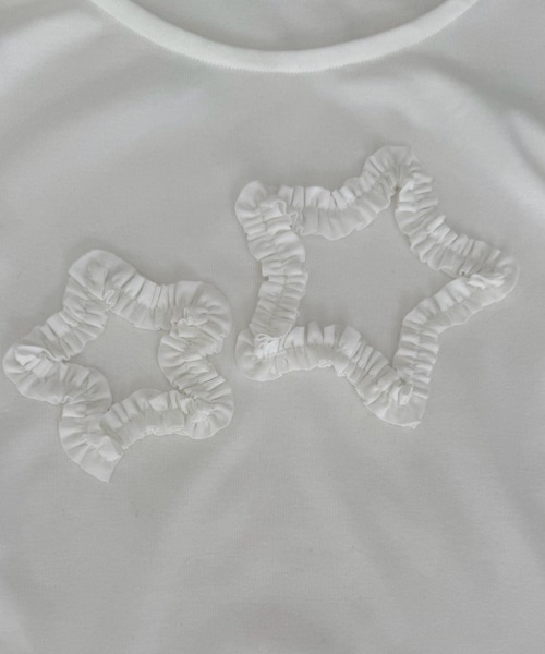 hugi(ハギ)の「STAR MOTIF TOPS/スターモチーフトップス(Tシャツ/カットソー・レディース・オフホワイト/グレー・FREE)」の22枚目の写真