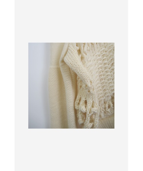 LOVE POMME POMME（ラブポムポム）の「Mix Knit Top-Long Sleeves（ニット/セーター・レディース・ホワイト・FREE）」の3枚目の写真