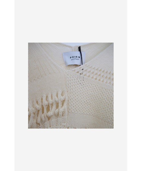 LOVE POMME POMME（ラブポムポム）の「Mix Knit Top-Long Sleeves（ニット/セーター・レディース・ホワイト・FREE）」の4枚目の写真