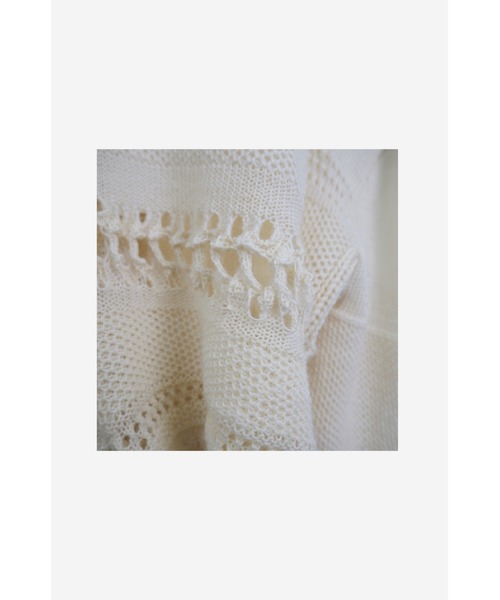 LOVE POMME POMME（ラブポムポム）の「Mix Knit Top-Long Sleeves（ニット/セーター・レディース・ホワイト・FREE）」の5枚目の写真