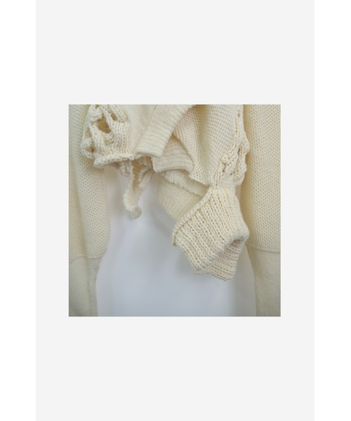 LOVE POMME POMME（ラブポムポム）の「Mix Knit Top-Long Sleeves（ニット/セーター・レディース・ホワイト・FREE）」の6枚目の写真