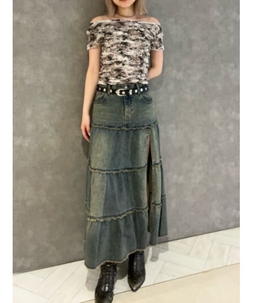 LAGUA GEM（ラグアジェム）の「FRILL DOCKING MINI Tシャツ（Tシャツ/カットソー・レディース・カーキ/グレー/ブラウン・FREE）」の19枚目の写真