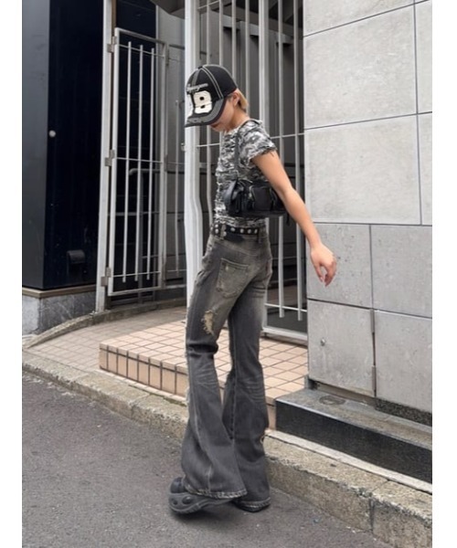 LAGUA GEM（ラグアジェム）の「FRILL DOCKING MINI Tシャツ（Tシャツ/カットソー・レディース・カーキ/グレー/ブラウン・FREE）」の9枚目の写真