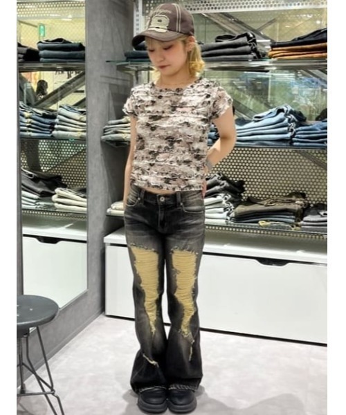 LAGUA GEM（ラグアジェム）の「FRILL DOCKING MINI Tシャツ（Tシャツ/カットソー・レディース・カーキ/グレー/ブラウン・FREE）」の20枚目の写真