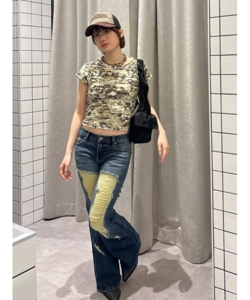 LAGUA GEM（ラグアジェム）の「FRILL DOCKING MINI Tシャツ（Tシャツ/カットソー・レディース・カーキ/グレー/ブラウン・FREE）」の21枚目の写真