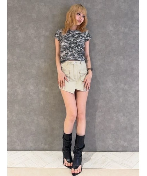 LAGUA GEM（ラグアジェム）の「FRILL DOCKING MINI Tシャツ（Tシャツ/カットソー・レディース・カーキ/グレー/ブラウン・FREE）」の5枚目の写真