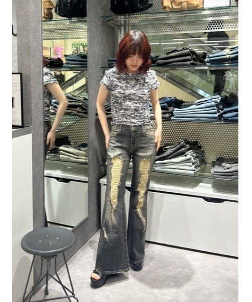 LAGUA GEM（ラグアジェム）の「FRILL DOCKING MINI Tシャツ（Tシャツ/カットソー・レディース・カーキ/グレー/ブラウン・FREE）」の15枚目の写真