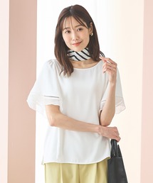【最終価格】・シップス　ハシゴレース半袖ブラウス SHIPS（シップス）の「* チェック 配色 ハシゴレース ピンタック