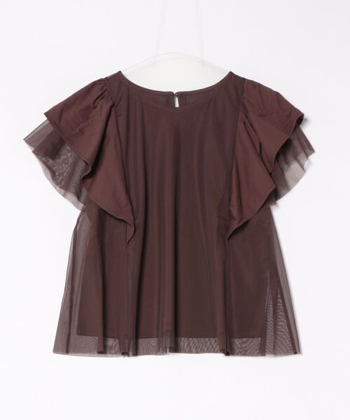 ROPE' PICNIC(ロペピクニック)の「【UVカット・接触冷感】Cutee チュールレイヤード風フリルトップス(Tシャツ/カットソー・レディース・ブラック/ホワイト/ブルー系その他4/ライトグリーン/ダークブラウン・38)」の3枚目の写真