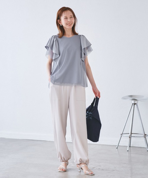 ROPE' PICNIC(ロペピクニック)の「【UVカット・接触冷感】Cutee チュールレイヤード風フリルトップス(Tシャツ/カットソー・レディース・ブラック/ホワイト/ブルー系その他4/ライトグリーン/ダークブラウン・38)」の21枚目の写真