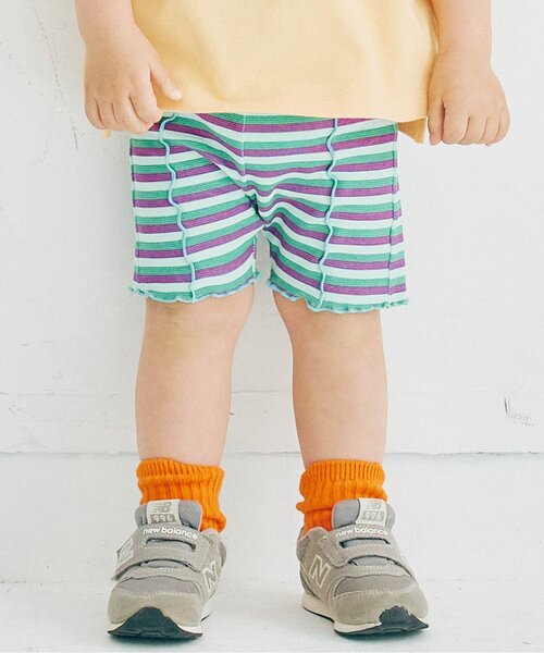 p.premier(ピードットプルミエ)の「イロチ買いしたい総柄メロウハーフレギンスパンツ(その他パンツ・キッズ・ブルー/ブラック/オレンジ/ブラウン/ピンク/レッド・80/90/100/110/120/130/140)」の3枚目の写真