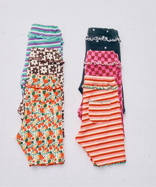 p.premier(ピードットプルミエ)の「イロチ買いしたい総柄メロウハーフレギンスパンツ(その他パンツ・キッズ・ブルー/ブラック/オレンジ/ブラウン/ピンク/レッド・80/90/100/110/120/130/140)」の8枚目の写真