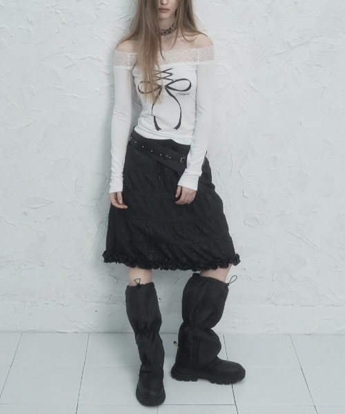 セール】【SETUP‐EXE】LACE OFF- SHOULDER TOP（Tシャツ