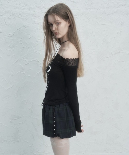 セール】【SETUP‐EXE】LACE OFF- SHOULDER TOP（Tシャツ