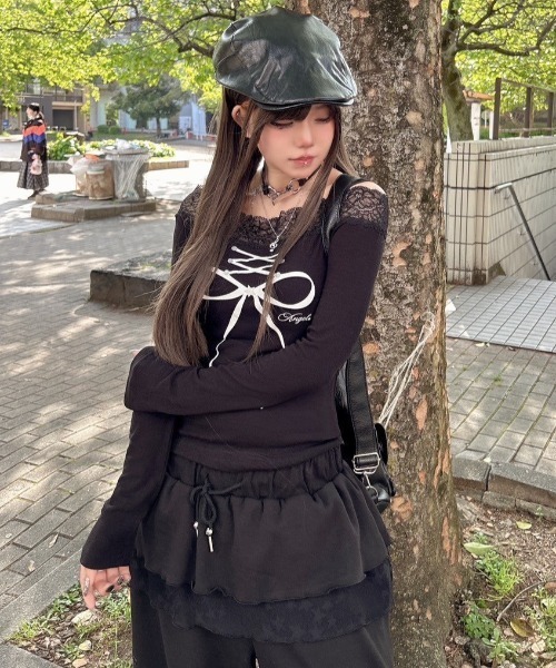 【SETUP-EXE】TUTU MIX SKIRT PANTS ★韓国人気★ 追跡付 SETUPEXE（セットアップイーエックスイー）の「韓国ブランド