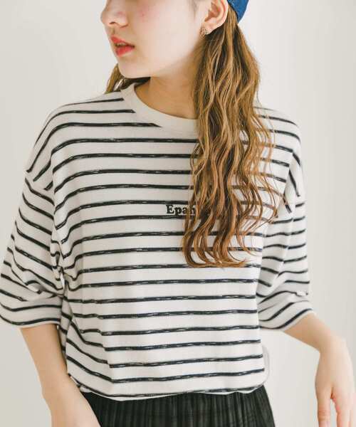 ITEMS URBANRESEARCH（アイテムズ アーバンリサーチ）の「ビンテージライク ボーダーTシャツ（Tシャツ/カットソー・メンズ・カーキ/ベージュ/ホワイト・MEDIUM/LARGE）」の9枚目の写真