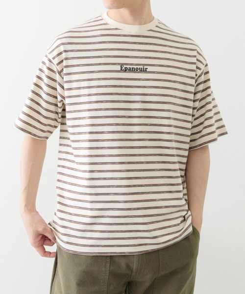 ITEMS URBANRESEARCH（アイテムズ アーバンリサーチ）の「ビンテージライク ボーダーTシャツ（Tシャツ/カットソー・メンズ・カーキ/ベージュ/ホワイト・MEDIUM/LARGE）」の18枚目の写真