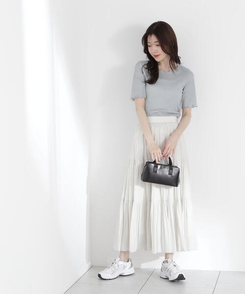 PROPORTION BODY DRESSING(プロポーションボディドレッシング)の「ギャザーティアードスカート / 1215120508(スカート・レディース・ホワイト/ダークグレー/ブラウン・SMALL/MEDIUM)」の13枚目の写真