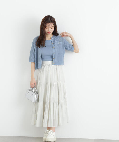 PROPORTION BODY DRESSING(プロポーションボディドレッシング)の「ギャザーティアードスカート / 1215120508(スカート・レディース・ホワイト/ダークグレー/ブラウン・SMALL/MEDIUM)」の2枚目の写真