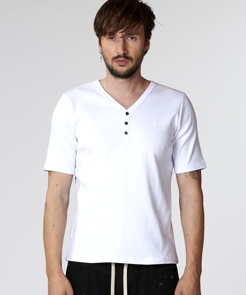 NO ID.（ノーアイディ）の「【NO ID.】Fraise Henry V-Neck T-Shirt / フライス ヘンリー Vネック Tシャツ（Tシャツ/カットソー・メンズ・グレー/ブラック/ホワイト・1/2）」の22枚目の写真