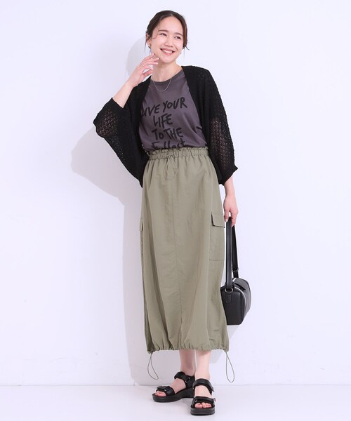 Cutie Blonde（キューティーブロンド）の「リネンライク 透かし編みボレロカーディガン（カーディガン/ボレロ・レディース・ブラック/ナチュラル/グリーン系・00）」の6枚目の写真