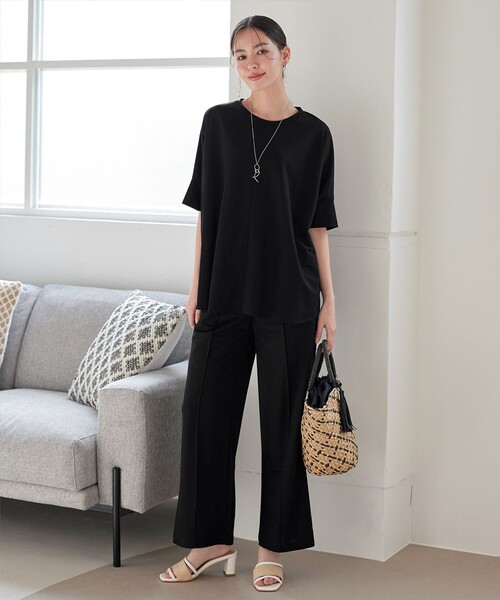 Tiaclasse（ティアクラッセ）の「【接触冷感】イージーカットソードルマントップス（Tシャツ/カットソー・レディース・ブラウン/ブルー/ブラック・M/L）」の12枚目の写真