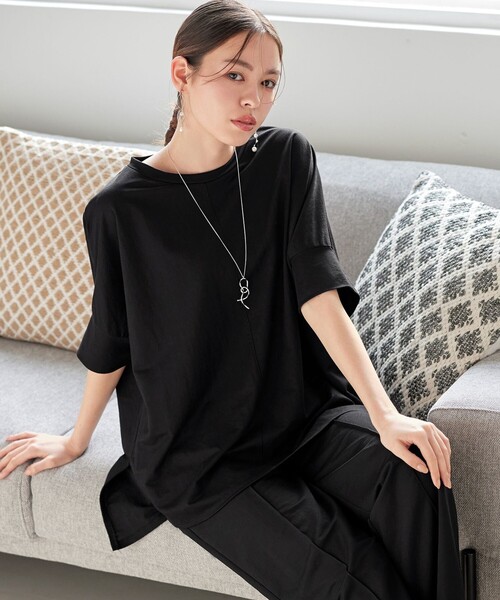 Tiaclasse（ティアクラッセ）の「【接触冷感】イージーカットソードルマントップス（Tシャツ/カットソー・レディース・ブラウン/ブルー/ブラック・M/L）」の15枚目の写真