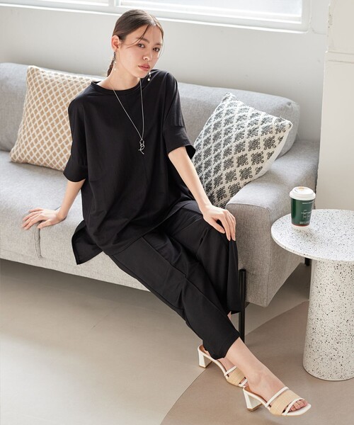 Tiaclasse（ティアクラッセ）の「【接触冷感】イージーカットソードルマントップス（Tシャツ/カットソー・レディース・ブラウン/ブルー/ブラック・M/L）」の18枚目の写真