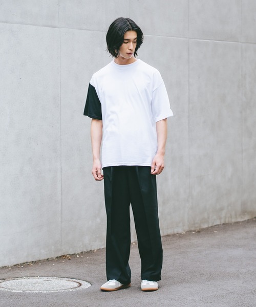 brknhome(ブロークンホーム)の「【BRKNHOME/ブロークンホーム】×【ZERO STAIN/ゼロステイン】コラボ 袖配色 クルーネック Tシャツ(Tシャツ/カットソー・メンズ・ホワイト/ブラック・MEDIUM/LARGE)」の11枚目の写真