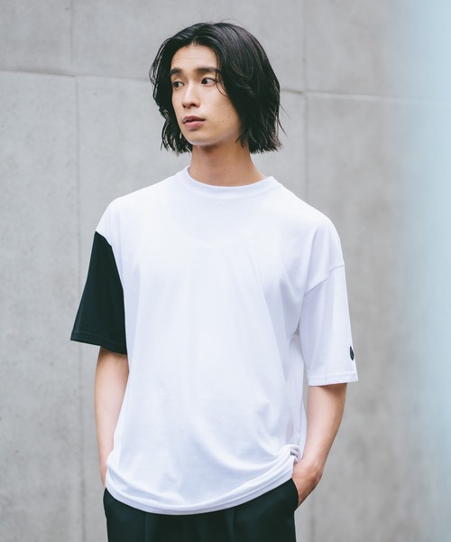 brknhome(ブロークンホーム)の「【BRKNHOME/ブロークンホーム】×【ZERO STAIN/ゼロステイン】コラボ 袖配色 クルーネック Tシャツ(Tシャツ/カットソー・メンズ・ホワイト/ブラック・MEDIUM/LARGE)」の13枚目の写真