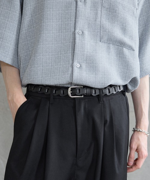 ETELIO(エテリオ)の「本革サークルパーツレザーベルト(ベルト・メンズ・ブラック・F)」の4枚目の写真