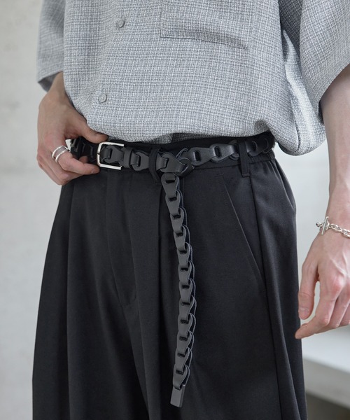 ETELIO(エテリオ)の「本革サークルパーツレザーベルト(ベルト・メンズ・ブラック・F)」の5枚目の写真