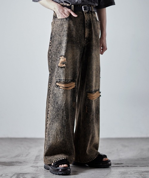 CLEL】Veiled Damage Denim / ヴェイルドダメージデニム（デニムパンツ