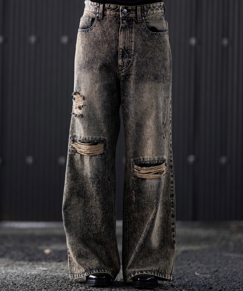 新品 【CLEL】Veiled Damage Denim ブルー系その他 XS CLEL】Veiled Damage Denim / ヴェイルドダメージデニム（デニム