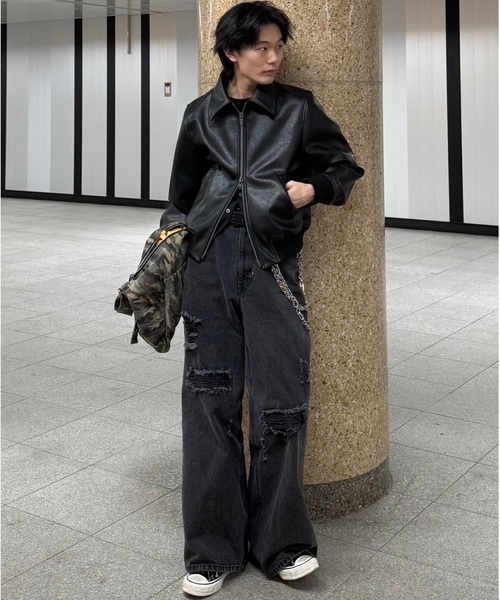 CLEL（クレイル）の「【CLEL】Veiled Damage Denim / ヴェイルドダメージデニム（デニムパンツ・メンズ・ライトブルー/ブルー系2/ブルー系1/ブラック・XS/S/L/M）」の6枚目の写真