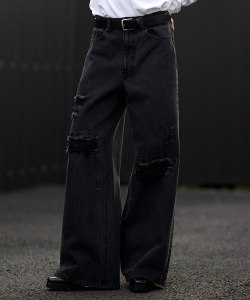 CLEL（クレイル）の「【CLEL】Veiled Damage Denim / ヴェイルドダメージデニム（デニムパンツ・メンズ・ライトブルー/ブルー系2/ブルー系1/ブラック・XS/S/L/M）」の7枚目の写真